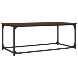 Table basse Chêne marron 102x50x40 cm Bois d'ingénierie et fer 
