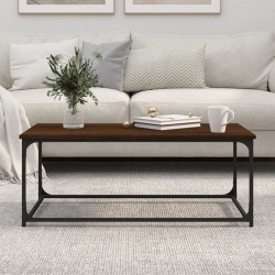 Table basse Chêne marron 102x50x40 cm Bois d'ingénierie et fer 