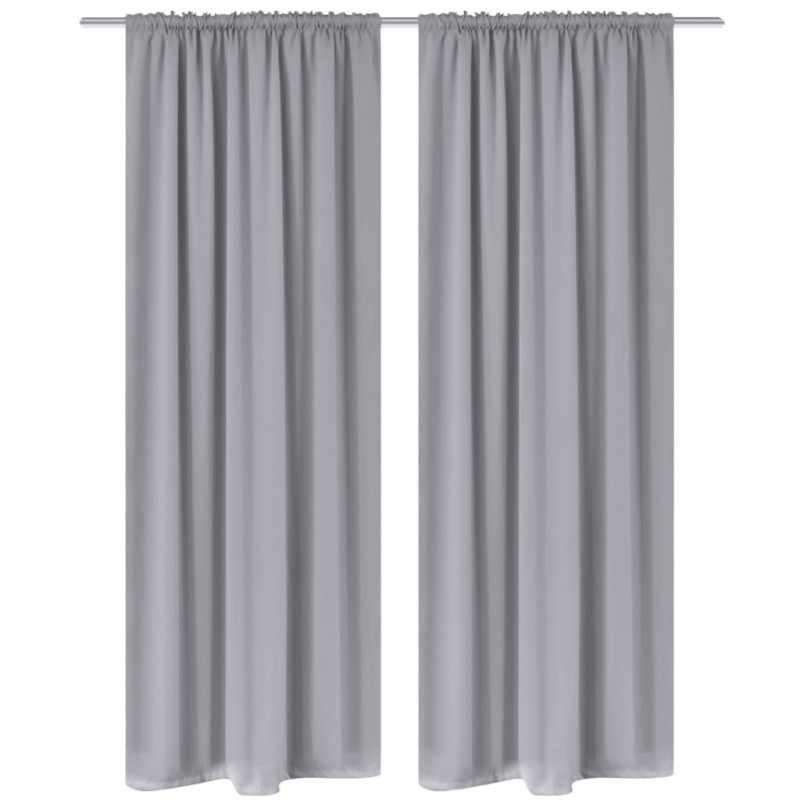 Rideaux occultants à fentes 2 pcs Gris 135 x 245 cm 