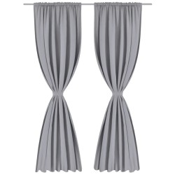 Rideaux occultants à fentes 2 pcs Gris 135 x 245 cm 
