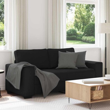 Canapé à 2 places noir 140 cm tissu 