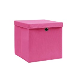 Boîtes de rangement avec couvercles 10 pcs 28x28x28 cm Rose 