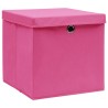 Boîtes de rangement avec couvercles 10 pcs 28x28x28 cm Rose 