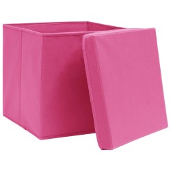 Boîtes de rangement avec couvercles 10 pcs 28x28x28 cm Rose 