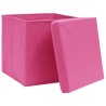 Boîtes de rangement avec couvercles 10 pcs 28x28x28 cm Rose 