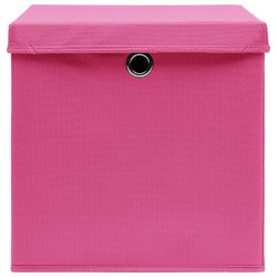 Boîtes de rangement avec couvercles 10 pcs 28x28x28 cm Rose 