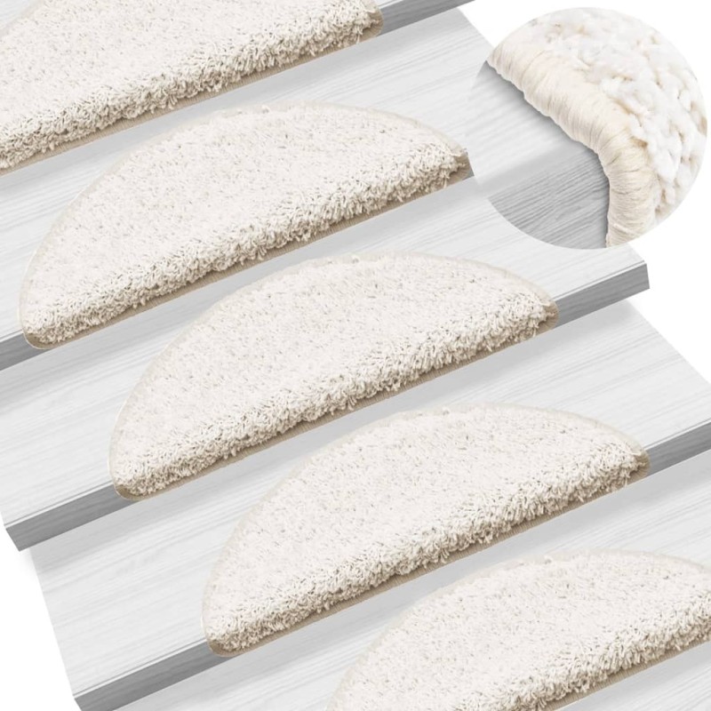 Tapis d'escalier 10 pcs 56x17x3 cm Blanc 