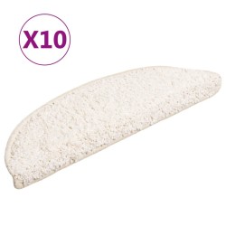 Tapis d'escalier 10 pcs 56x17x3 cm Blanc 