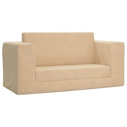 Canapé-lit pour enfants 2 places crème peluche douce 