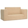 Canapé-lit pour enfants 2 places crème peluche douce 
