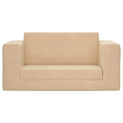 Canapé-lit pour enfants 2 places crème peluche douce 