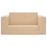 Canapé-lit pour enfants 2 places crème peluche douce 