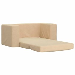Canapé-lit pour enfants 2 places crème peluche douce 
