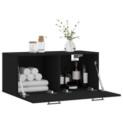 Armoire murale noir 80x36,5x35 cm bois d'ingénierie 