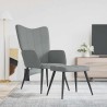 Chaise de relaxation avec tabouret Gris clair Tissu 