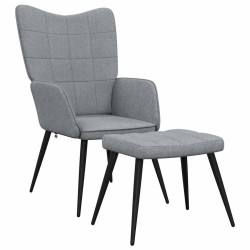 Chaise de relaxation avec tabouret Gris clair Tissu 
