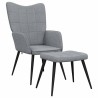 Chaise de relaxation avec tabouret Gris clair Tissu 