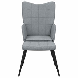 Chaise de relaxation avec tabouret Gris clair Tissu 