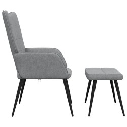Chaise de relaxation avec tabouret Gris clair Tissu 