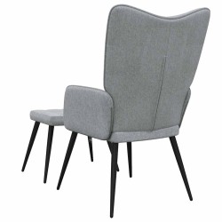 Chaise de relaxation avec tabouret Gris clair Tissu 