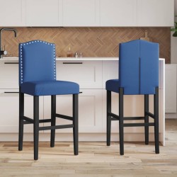 Chaises de bar lot de 2 bois massif d'hévéa et tissu 