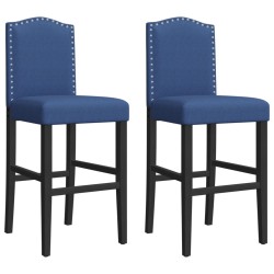 Chaises de bar lot de 2 bois massif d'hévéa et tissu 