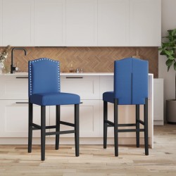 Chaises de bar lot de 2 bois massif d'hévéa et tissu 