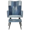 Fauteuil avec repose-pieds Denim Bleu Toile patchwork 