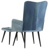 Fauteuil avec repose-pieds Denim Bleu Toile patchwork 