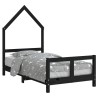 Cadre de lit pour enfant noir 80x160 cm bois de pin massif 