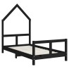 Cadre de lit pour enfant noir 80x160 cm bois de pin massif 