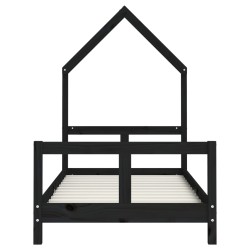 Cadre de lit pour enfant noir 80x160 cm bois de pin massif 