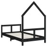 Cadre de lit pour enfant noir 80x160 cm bois de pin massif 