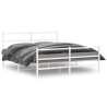 Cadre de lit métal sans matelas et pied de lit blanc 150x200 cm 