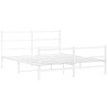 Cadre de lit métal sans matelas et pied de lit blanc 150x200 cm 