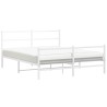 Cadre de lit métal sans matelas et pied de lit blanc 150x200 cm 