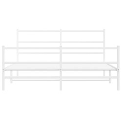 Cadre de lit métal sans matelas et pied de lit blanc 150x200 cm 