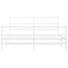 Cadre de lit métal sans matelas et pied de lit blanc 150x200 cm 