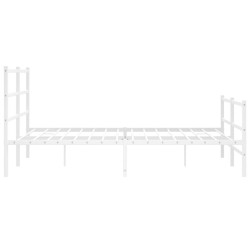 Cadre de lit métal sans matelas et pied de lit blanc 150x200 cm 