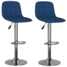 Tabourets de bar lot de 2 bleu tissu 