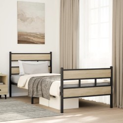 Cadre de lit en métal sans matelas chêne sonoma 107x203 cm 