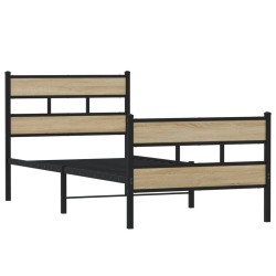 Cadre de lit en métal sans matelas chêne sonoma 107x203 cm 