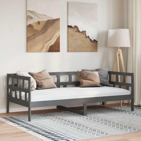 Lit de jour sans matelas gris bois de pin massif 90x200 cm 