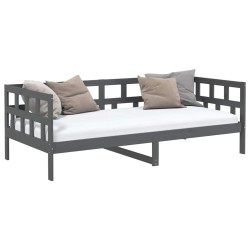 Lit de jour sans matelas gris bois de pin massif 90x200 cm 