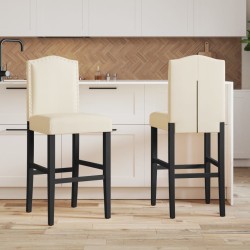 Chaises de bar lot de 2 bois massif d'hévéa et tissu 