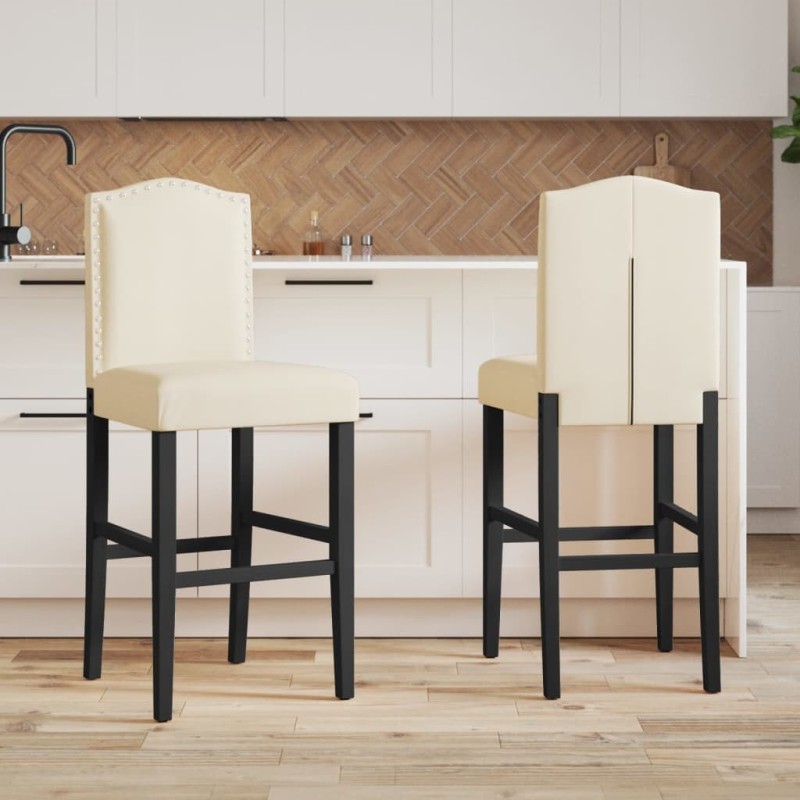 Chaises de bar lot de 2 bois massif d'hévéa et tissu 