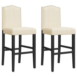 Chaises de bar lot de 2 bois massif d'hévéa et tissu 