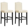Chaises de bar lot de 2 bois massif d'hévéa et tissu 