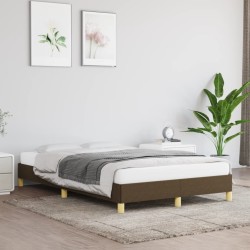 Cadre de lit sans matelas marron foncé 120x190 cm tissu 