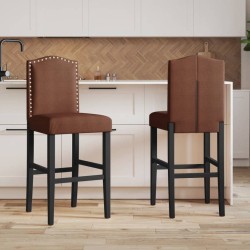 Chaises de bar lot de 2 bois massif d'hévéa et tissu 